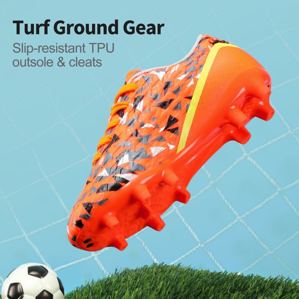 Boys & Girls Soccer Cleats Shoes - ORANGE DARK GREY YELLOW - 3